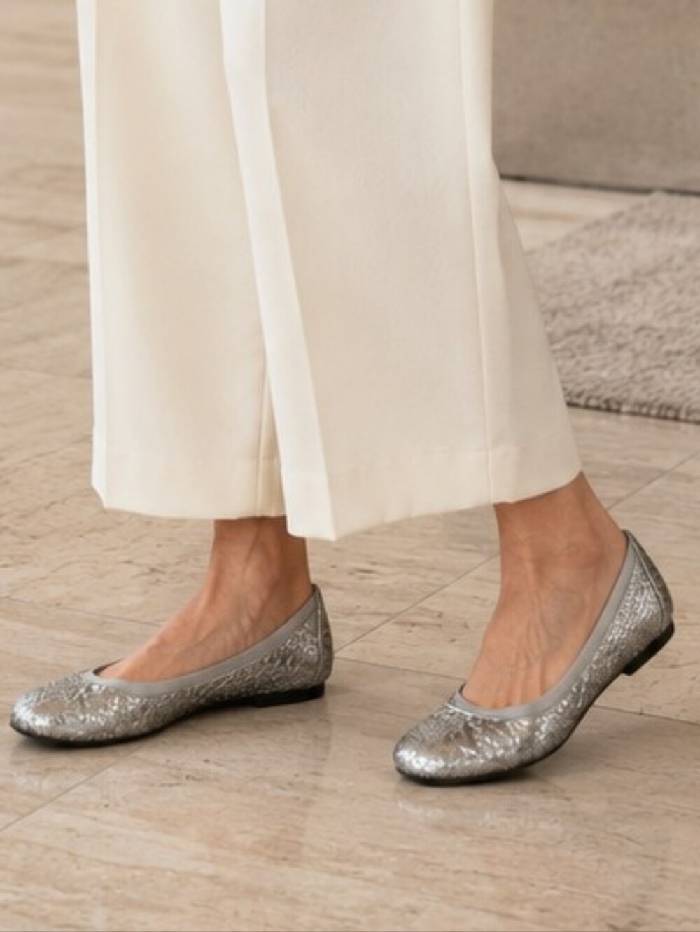 Vionic Anita Silver Metallic Basketweave Ballet Flats Orthotic 8 - Picture 11 of 11